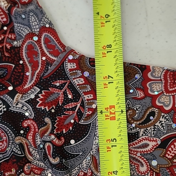 NWT New Directions Paisley V-Neck Tunic with sparkling dots size Large - Picture 5 of 6